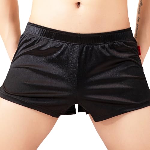 TAPUU Mens Satin Boxer Shorts Ice Silk Sleep Shorts Multipack (Brown/Black/Grey/Blue 4-Pack, XL)3