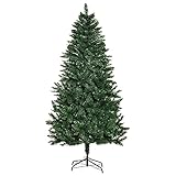 HOMCOM Árbol de Navidad Artificial 180 cm Ignífugo con 724 Ramas con 2 Tipos de Puntas de PVC Base Plegable y Soporte de Acero Decoración Navideña de Interior Verde