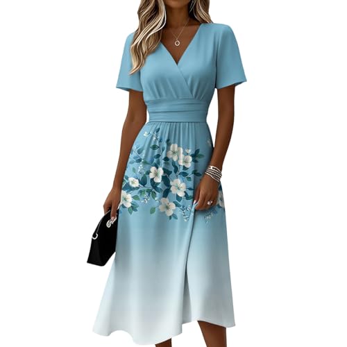 SCBFDI Robe Cocktail Robe Longue Femme Chic et Elegant Robes de Mariage Orientale Communion Venise Rose Soiree Boheme Turquoise M Turquoise M