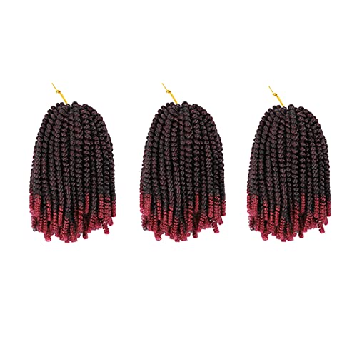 Yisimei Spring Twist Hair 8 Inches 3 Packs/Lot 330 Grams 90 Strands Spring Twist Crochet Hair Ombre Colors Synthetic Hair Extensions (8“ 3PCS/Lot, T/BUG)