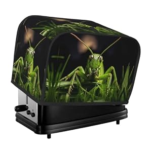 Sprinkhaan op gras broodrooster hoes 2 plakjes, waterdichte broodmachinehoezen met zakken, universele maat, keuken kleine hoes voor kleine apparaten met handvat, bescherming tegen stof en