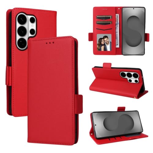 Coque Samsung Galaxy A05 4G antichoc rouge avec fentes cartes et fermeture aimantée
