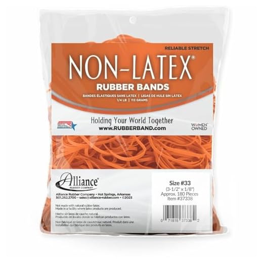 Alliance - Bandes en caoutchouc sans latex - Taille #33 (3 1/2 x 1/8 pouces) - Protège les utilisateurs des réactions allergiques au latex - Orange vif, sac 1/1,8 kg (37338)