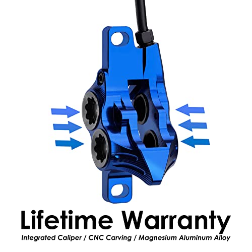 Jfoyh Upgraded E4 Mtb 4 Pistons Hydraulic Disc Brake Set With Cooling Metal Pads For Mountain Bike(Pre-Bled, Front And Rear) - Green #TOP2