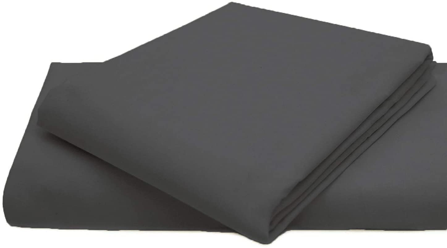 Queens Land Home Non Iron Percale Pollycotton Flat Sheet (King, Grey/Silver)