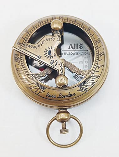 Brújula de Bolsillo de Latón Artesanal con Sundial miniatura 4