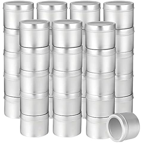 KOHAND 36 PCS 60 ML 2 oz Metal Tin Cans Round Empty Container, Aluminum Tin Cans with Clear Window Lids, Empty Candle Containers for Candle Making, and DIY Crafts Cover