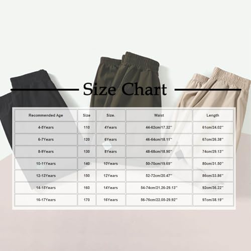 Boys Cargo Pants Casual Solid Color Elastic Wasit Trousers Soft Comfy Lounge Pull On Hiking Pants for Kids 4-16 Years3