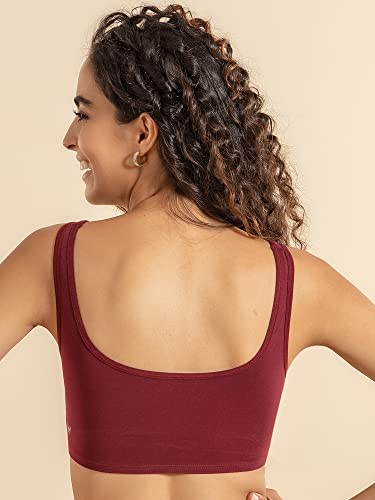 Image of NYKD NYB158 Non Wired & Full Coverage Square Neckline Slip On Bra for Women | Breathable Cotton Stretch Fabric with Disappearing Neckline & Visible Side Shaper Panel | Ideal for Everyday Wear