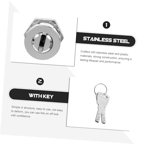 Holibanna 展示キャビネット用耐久ステンレス製ロック キー付きキャビネット錠 引き戸対応 プライバシー保護 扉用 錠