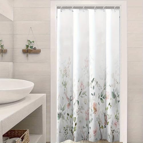 Rideau de douche imperméable fleurs et oiseaux en tissu 150x190 cm - 3