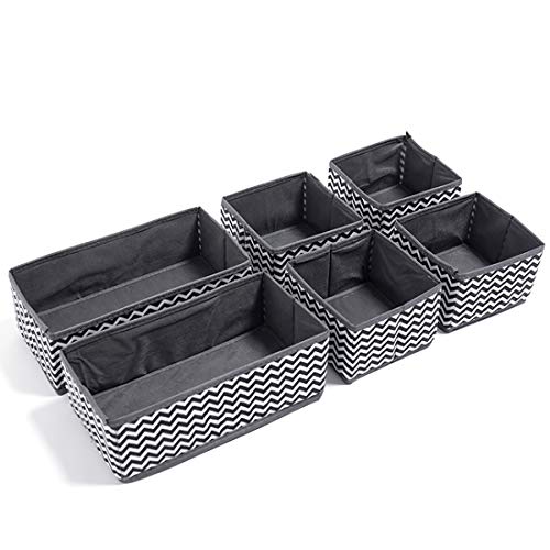 Yefree Cajas de Almacenamiento de Separadores de Cajones de Tocador de Tela - Organizador de Armario Plegable para Ropa Interior Sujetadores Calcetines Conjunto de 6 Piezas Cover