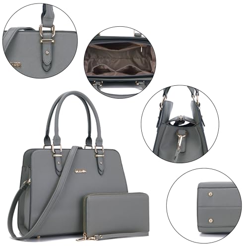 Image of Qiyuer Satchel Purses For Women Handbag And Wallet Set Tote Bag | Premium Vegan Leather,Matching Wallet,RFID Blocking,Work,Casual
