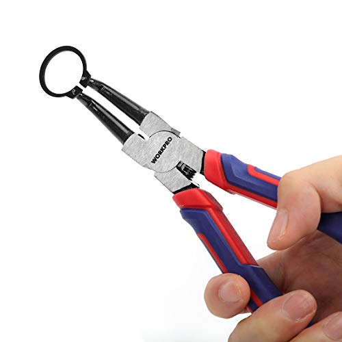 WORKPRO 4-Piece Snap Ring Pliers Set - Heavy Duty 7-inch Internal/External Circlip Pliers Kit (Tip Diameter 5/64'')-Straight/Bent Jaw - Cr-V Steel - For Ring Remover Retaining- Storage Pouch Included by WORKPRO - Image 8
