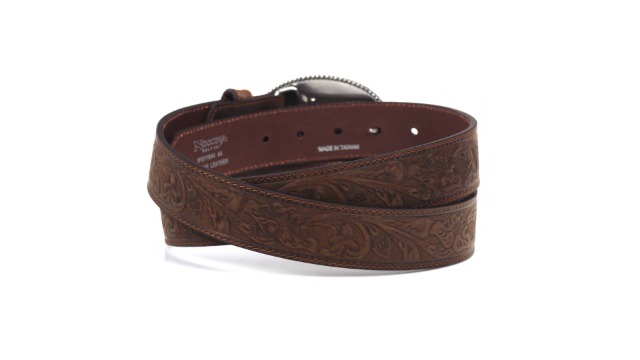 Nocona Belt Co Brown Leather Western‎ Belt Floral Buckle N320001102 Size M Nocona Belt Co. Mens Western Embossed Leather Floral-Buckle  main image 2