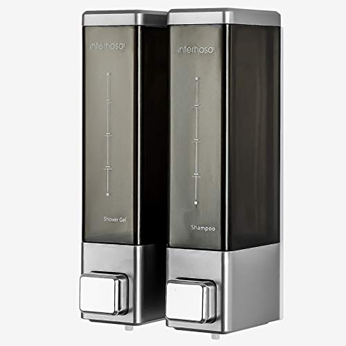 Wall Mounted Soap Dispenser Shampoo/Lotion/Shower Liquid Gel Hand Soap Dispenser 200ml/6.8oz, Abs Plastic (2 Chamber)