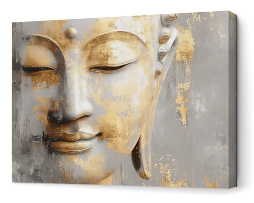 Panorama Cuadros Decoración Salón Modernos - Buda Dorado 100x70 cm - Papel Póster 250 gr - Láminas Decorativas Pared - Posters para Dormitorio, Habitación, Cocina - Regalos Originales