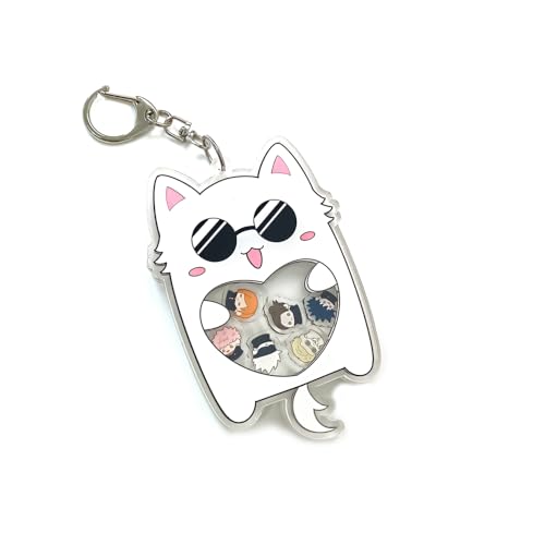 NoveltyShopFun Cute Cat Keychain Anime Keychain Shaker Keyring for Backpack Bag Purse Jewelry Accessories for Men Women (sunglass cat)