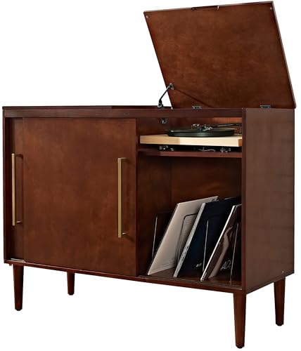 Crosley Furniture Everett Media Console and Record Player Stand w...