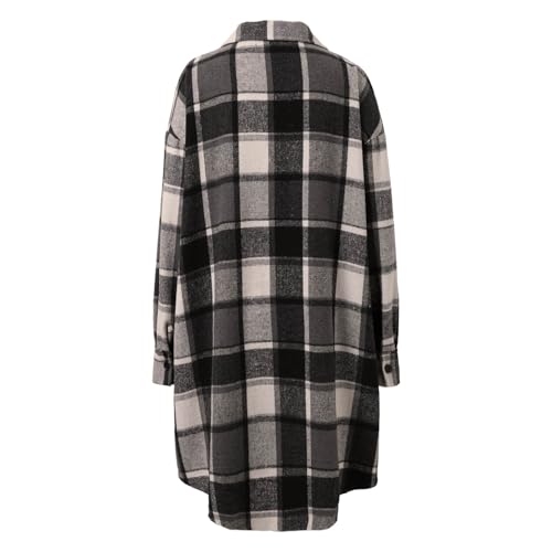Abrigo largo de forro polar a cuadros negro ropa de moda 4