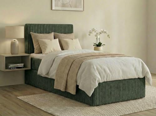 A&J MöbelLand Boxspringbett RALF 100x200 mit Bettkasten und Topper – Bonellmatratze H3 – Stauraum Links – Grün A&J MöbelLand Boxspringbett RALF 100x200 mit Bettkasten und Topper – Bonellmatratze H3 – Stauraum Links – Grün