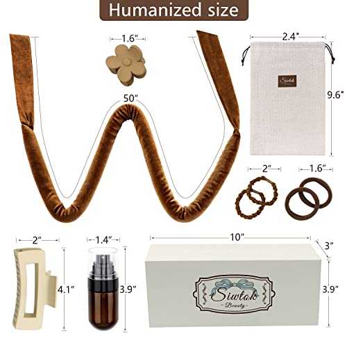 Siwtok Heatless Hair Curler,Heatless Curling Rod Headband,No Heat Curling Headband,Hair Curlers to Sleep In,Heatless Curls Headband,Hair rollers for Long Hair and Medium Hair (Coffee) - Image 4