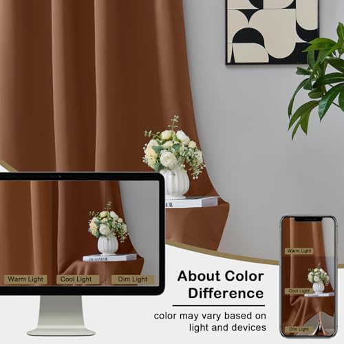 Image of Sun Baked Short Blackout Curtains for Bedroom 45 Inches Long 2 Panels, Solid Thermal Insulated Blackout Curtains, Energy Saving Soft Fabric Window Drapes, Dual Rod Pocket, 2x40Wx45L Inches
