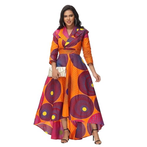 Image of African Dresses for Women A-line Floor-Length Dress Traditional Ankara Kente Print Evening Dress