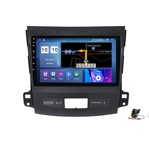 HTXPSM Android 10.0 - Reproductor de DVD estéreo para coche, navegación GPS táctil, radio 2 DIN para Mitsubishi Outlander 2005-2011, navegación GPS, pantalla táctil de 9 pulgadas, reproductor multime