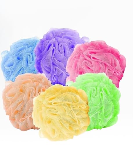 VIKUU (PACK OF 6) Large Bath Loofah Sponge Scrubber Exfoliator for High Lather Cleansing (multi colors)-image-35