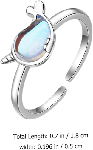 Miniatura 3 de VALICLUD 2pcs Whale Ring Dolphin Ring Cute Finger Rings Metal Ring Animal Open Ring Sea Animal Ring Date Rings