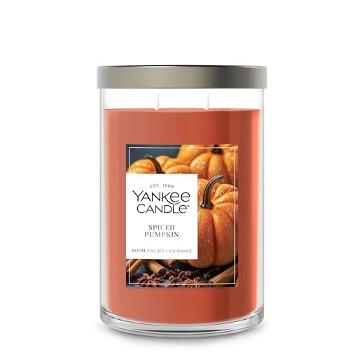 Yankee Candle Large Tumbler Scented Candle with up to 80 Hour Burn Time, Premium Plant Wax Blend for Consistent Burn, 20 oz Tumbler Candle with Room Filling Fragrance, Spiced Pumpkin