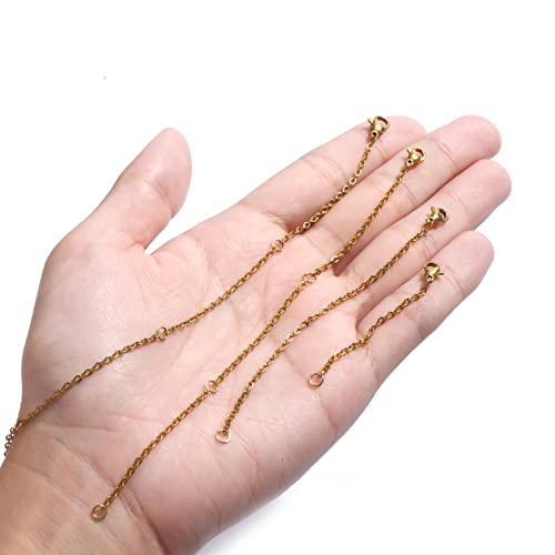 AIEX Necklace Extender, Necklace Extenders Gold Stainless Steel Gold Chain Gold Necklace Extender Extension Chains for Jewelry Gold Necklace Bracelet Anklet (2 4 6 8 Inches, 4pcs) - Image 5