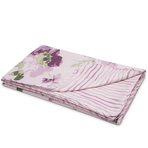 Image of HUESLAND 100% Cotton Reversible Dohar Toddler Size | Soft Cambric Weave, All Weather Light Comforter AC Quilt | Infants-New Born Blanket | 41 x 55 inches, Floral Fusion - Purple & Green