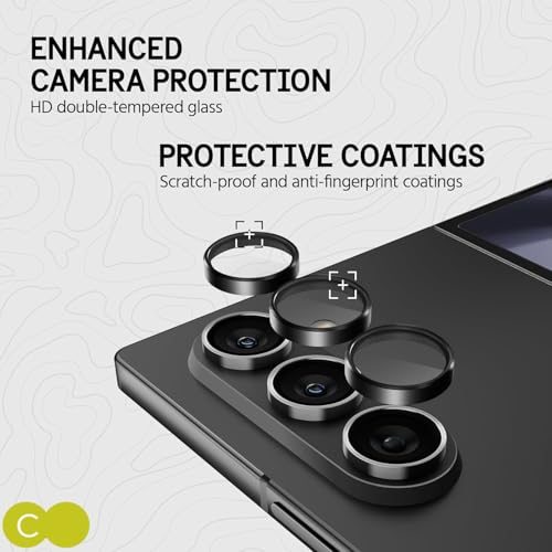 Image of Casecandy - [Set of 3 BLACK Camera Lens Protector Ring For Samsung Z Fold 6 AI | Scratch Resistant Metallic Rings For Z Fold 6 - HD /Easy Installation