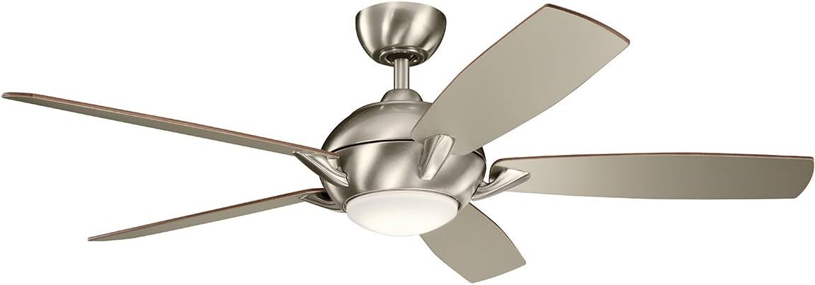Kichler Lighting 330001BSS Geno-54 Ceiling Fan with Light Kit, Brushed Stainless Steel Walnut/Silver Blade Finish, 54 inches