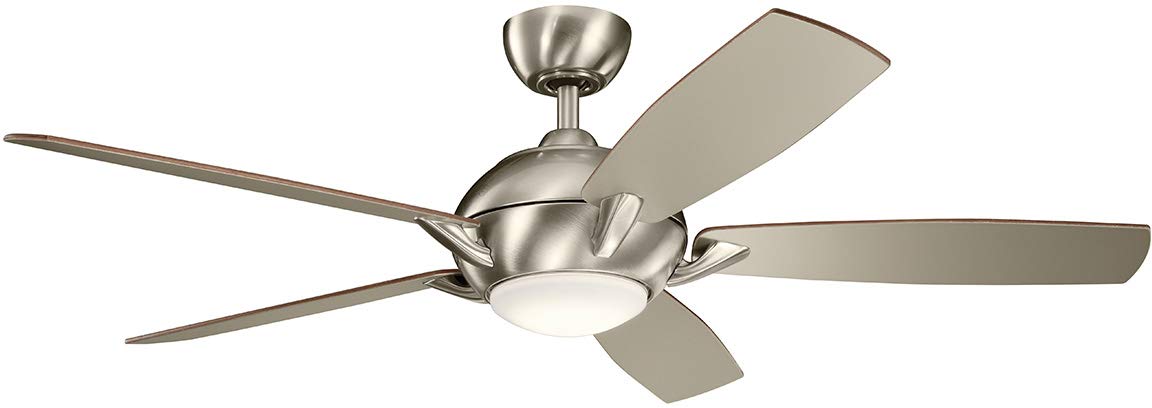 Kichler Lighting 330001BSS Geno-54 Ceiling Fan with Light Kit, Brushed Stainless Steel Walnut/Silver