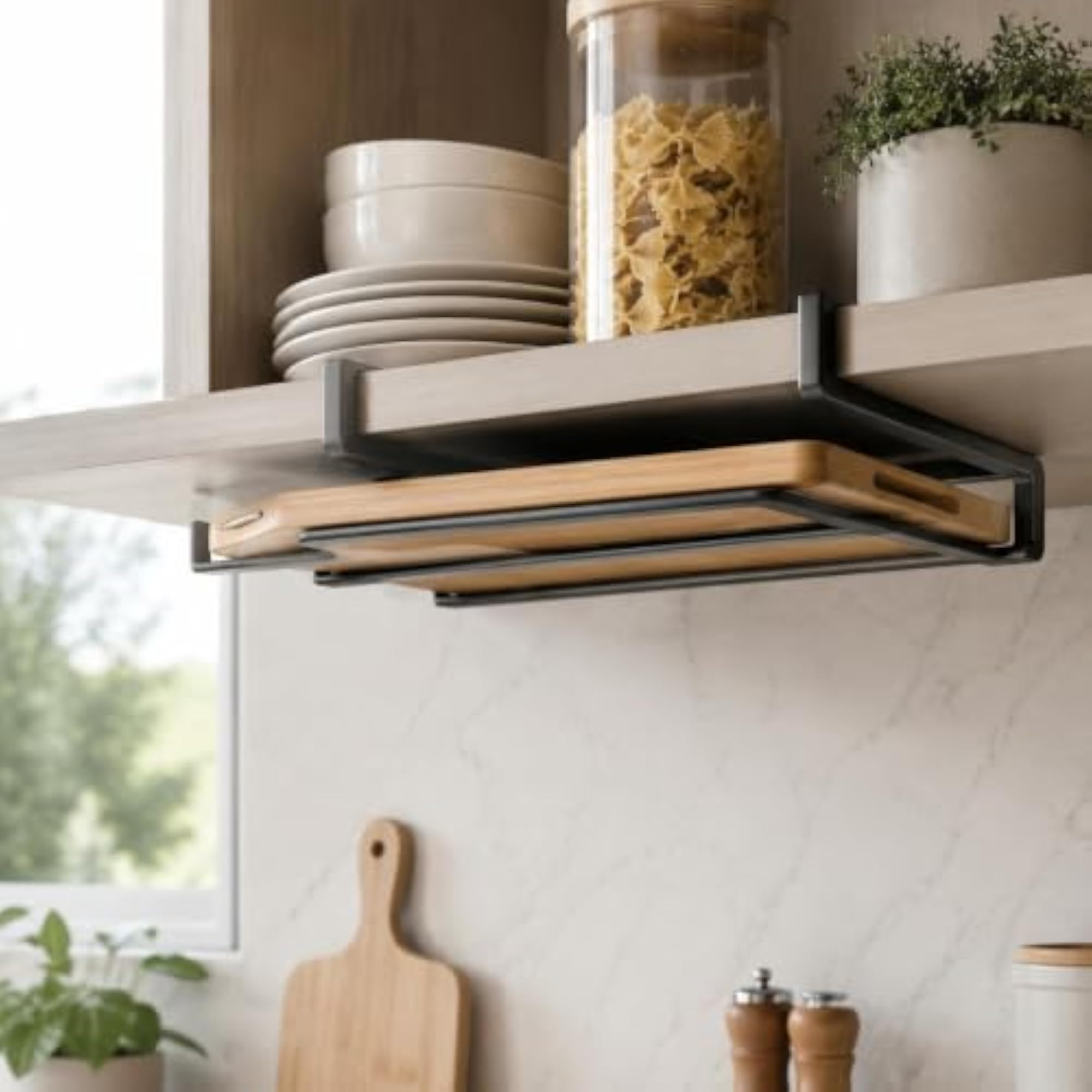 Kitchen Punch-Free Storage Rack, Paper Towel Holder