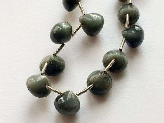 Chrysoberyl perles oeil de chat vert de 9-10mm pour la création de collier - 2