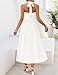 ZESICA Women's Summer Sleeveless Floral Maxi Dresses 2026 Halter Neck Flowy A Line Beach Wedding Guest Party Long Dress White Large