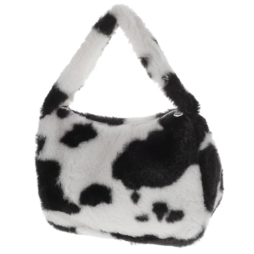 PLAFOPE Bolso Bandolera de Felpa Negro para Mujer, Pequeño y Ligero Capacidad para Móvil y Llaves, Diseño Simple y Adorable para Uso Diario