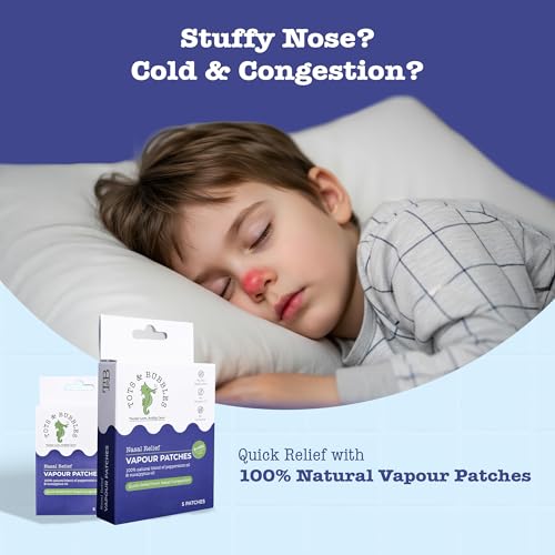 Image of Tots & Bubbles Natural Vapour Patches for Babies & Kids | Eucalyptus, Peppermint & Thymol | Camphor-Free, Up to 8 Hrs Relief from Cold & Nasal Congestion (Pack of 1)