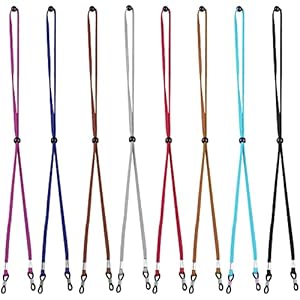 Zeayebsr Brillenkoord van PU-leer met touw, klassieke brilhouder, brilkoord, 8 stuks, hoogwaardige brillenkoord, suède…
