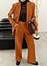 KIRUNDO Women Suits 2 Piece Set Business Casual Dressy Oversized Blazer Jacket and Wide Leg Dress Pantsuits Formal Outfits(Brown, Small)
