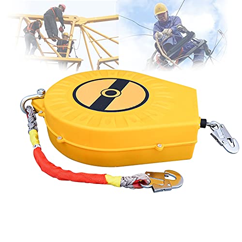 S-pomy Dispositivo Anticaídas Retráctil de Cable, Arnes de Seguridad Anticaídas Retráctil con Cuerda de Alambre y Gancho para Andamio Construcción a Gran Altitud, 3-20m, Carga: 150kg