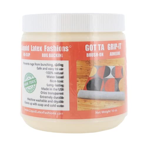 Gotta Grip-It Non-Slip Rug Fixative Gum 16 Oz - Safe And Easy To Use, Machine Washable And Dryer Safe, Backings Adhesive, Natural- 16 Oz #TOP1