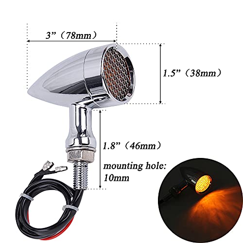 Oumurs Turn Signals Light 10Mm 20 Led Blinkers Indicators Motorcycle Netting Grilled Tail Chrome Cover Bullet Universal Compatible For Harley Honda Sportster Dyna Softail Touring Cafe Racer Fairing #TOP4
