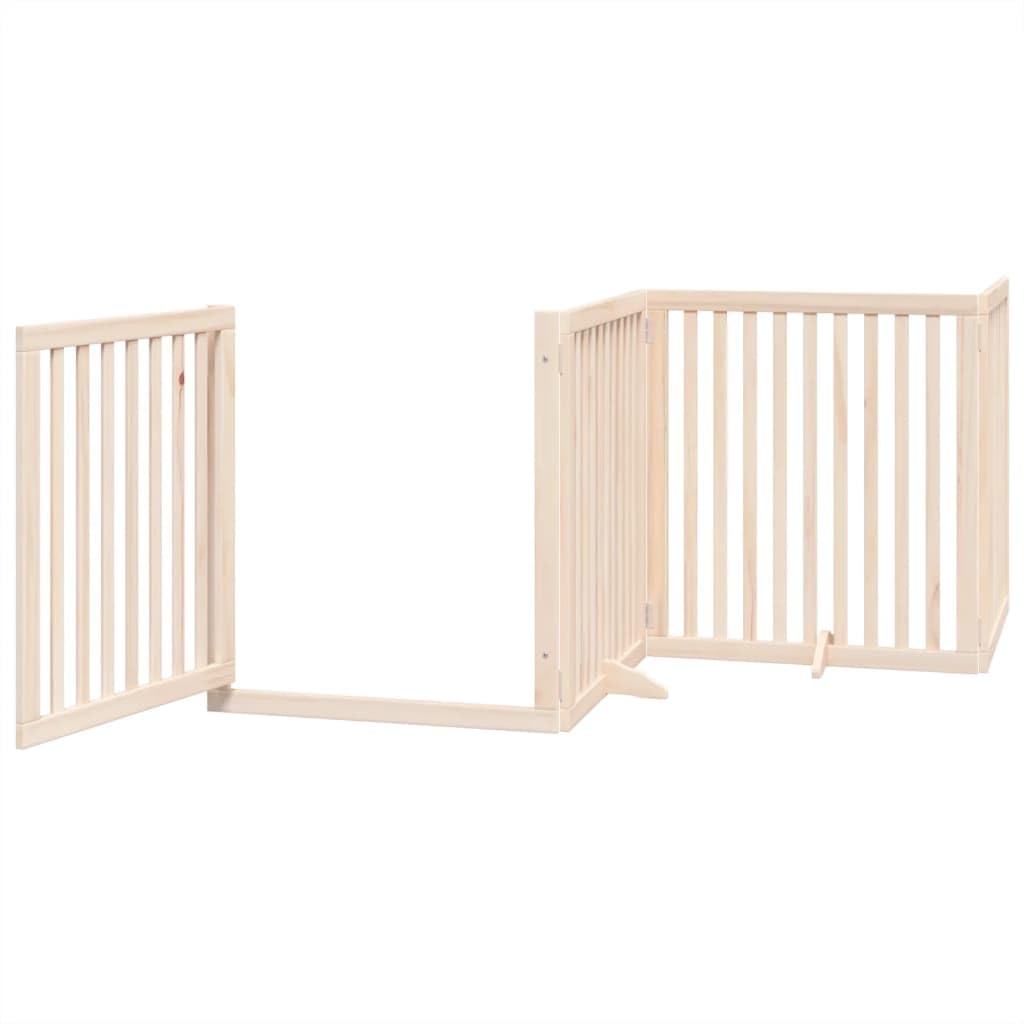 Puerta plegable para perros de madera de álamo de 320 cm, independiente, plegable, ideal como barrera para casa, apartamento, jardín, protección y seguridad para cachorros y perros