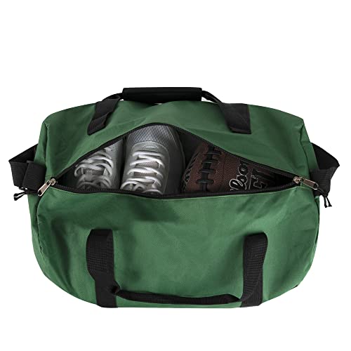 Image of 30 Liter, 17 Inch Canvas Duffle Bags for Men and Women - Travel Weekender Overnight Carry-On Shoulder Duffel Tote Bags (Green)