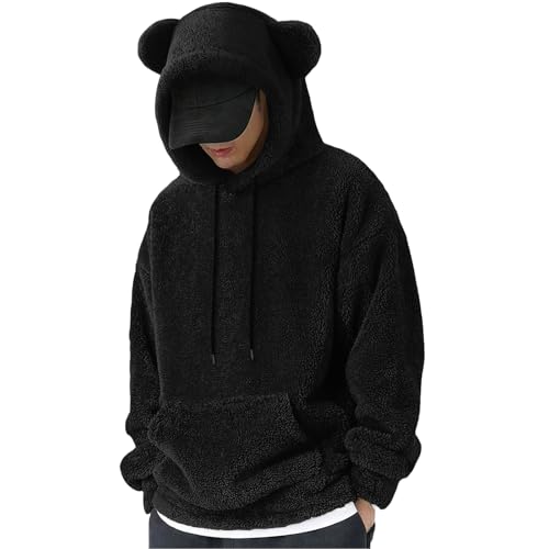 Amazon.com: Mens Fuzzy Sherpa Pullover Cute Teddy Bear Ears Hoodie